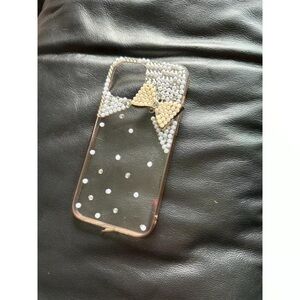 Gold and Silver Bow Embellished Phone Case